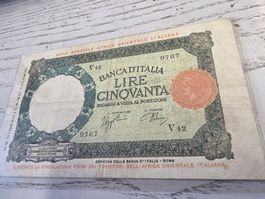 Italien 50 Lire 1938 Banknote Banca d'Italia guter Zustand