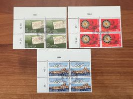 1984 CH Erstag gest.Viererblock mit Tab  (K107)