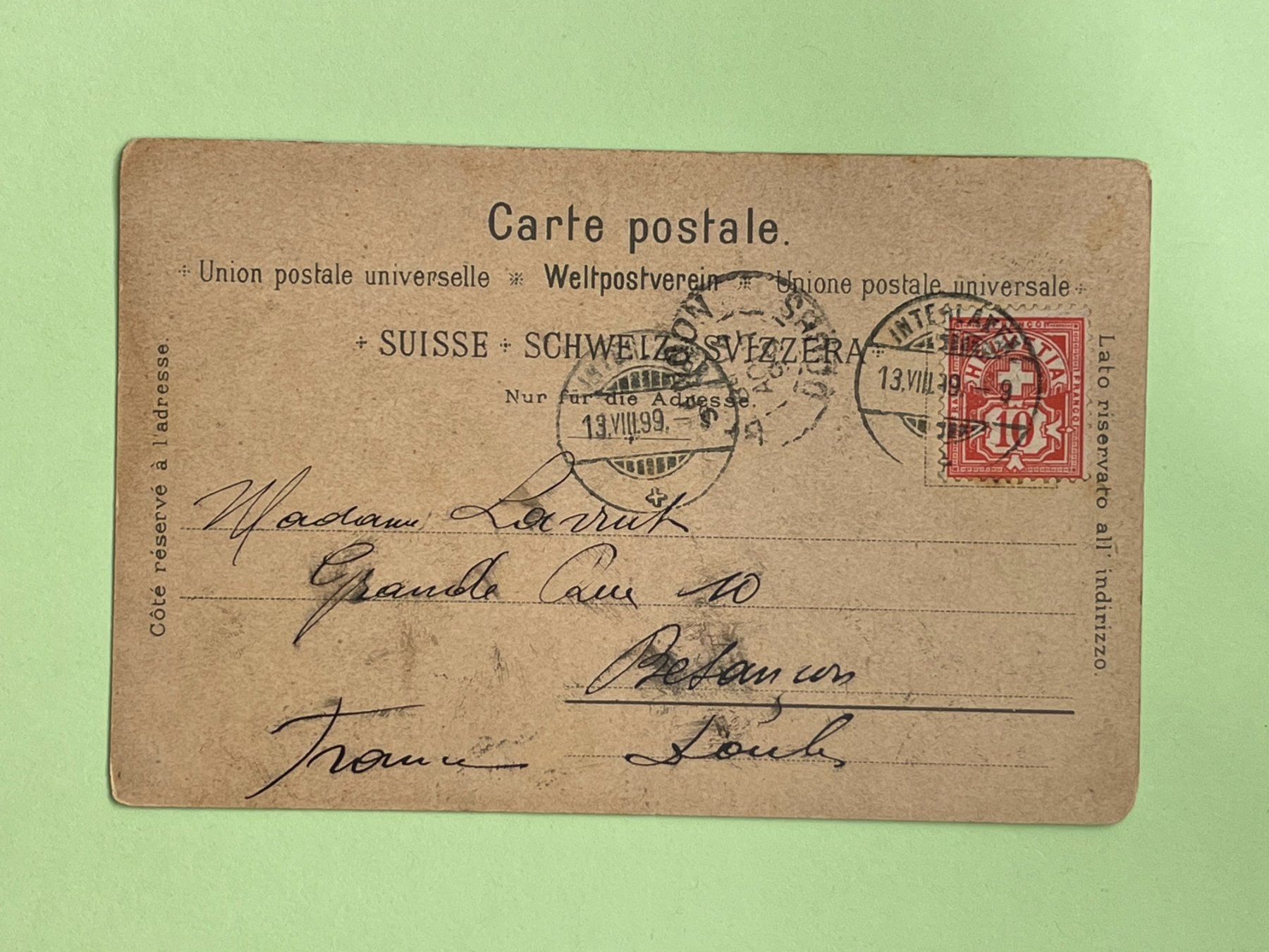 Cartoline postali: Gruss aus Interlaken - 1899 !!! – Usato da Steg VS venduto da danwer74 1
