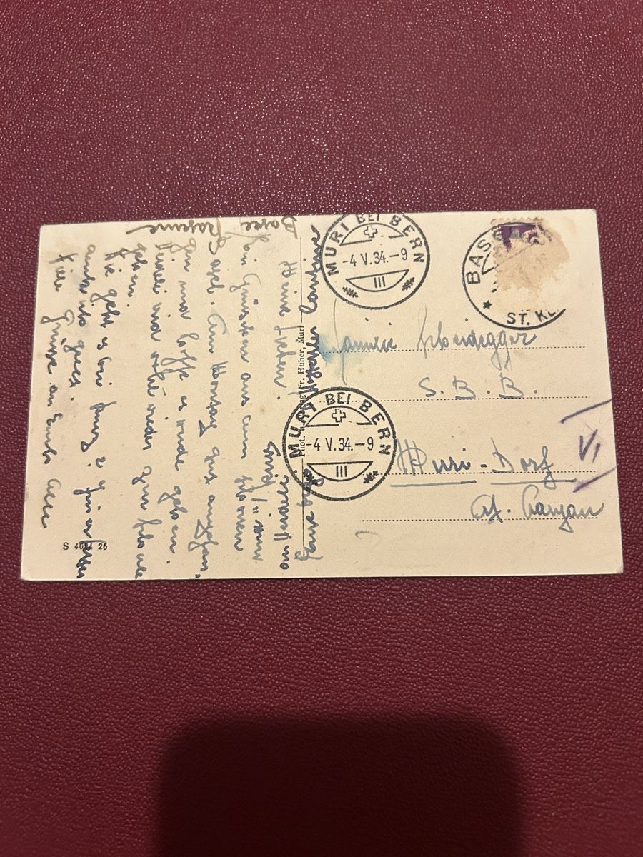 Ansichtskarten: Gruss aus Muri 1934 – Gebraucht aus Breganzona von Milesbo 1