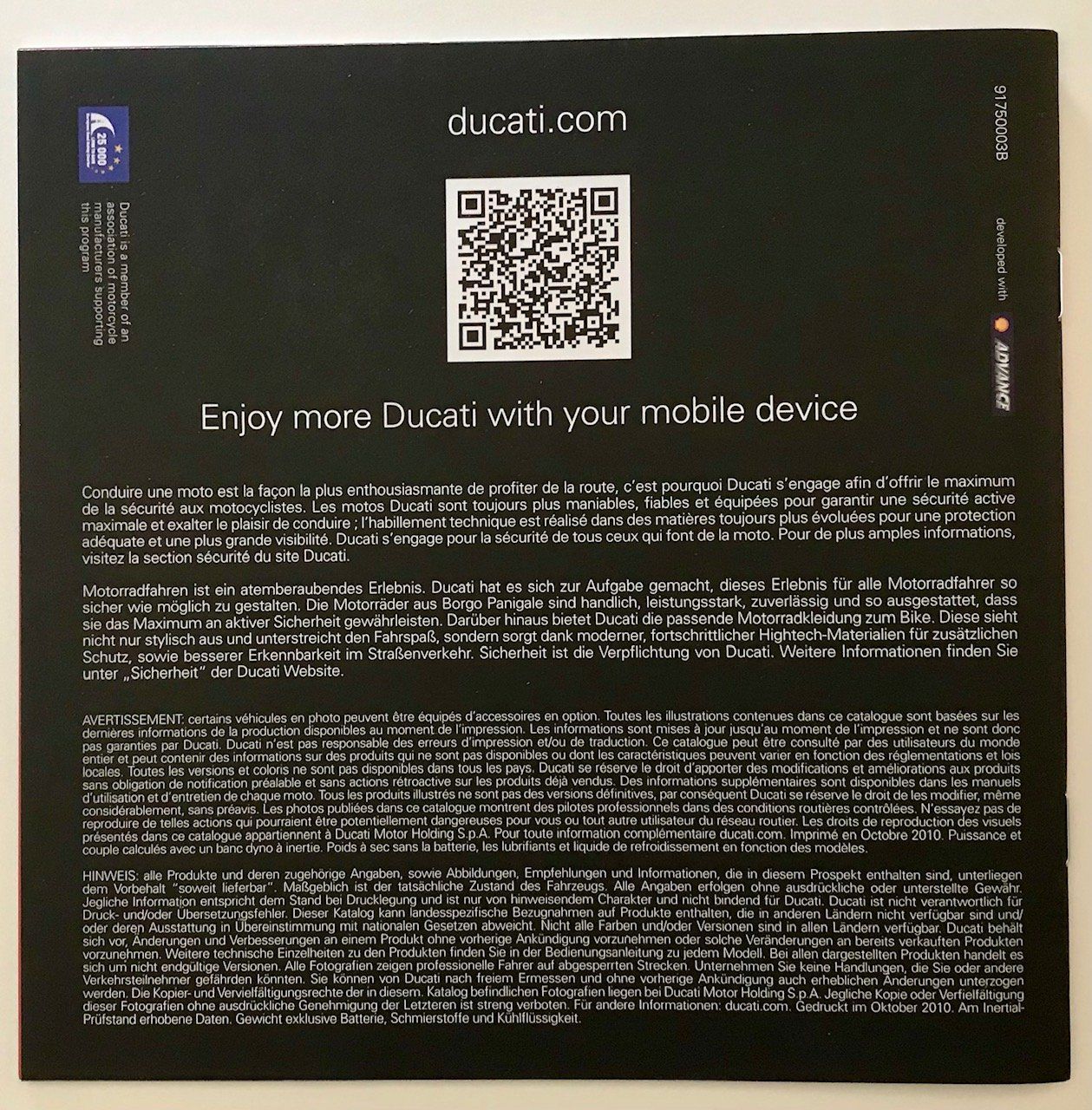 Ducati Documenti: Ducati Prospekt Modelljahr 2011 – Usato da Strengelbach venduto da Omobono 1