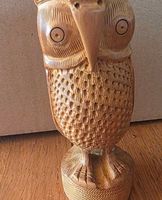 Eule Figur Handgeschnitzt 15 cm Höhe Breite 7,5 cm