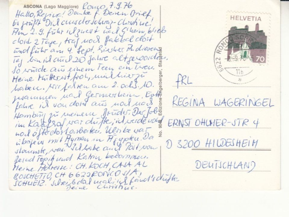Cartoline postali: Ascona 1976 – Usato da Bürglen TG venduto da StampGraf 1