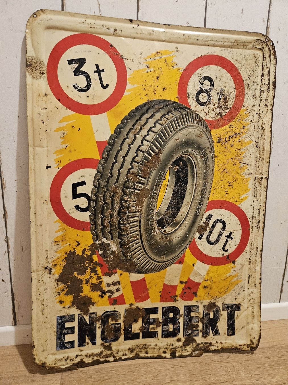 Insegne: reliefartiges Englebert Pneu Schild!!! – Usato da Ossingen venduto da eri_zp65 2