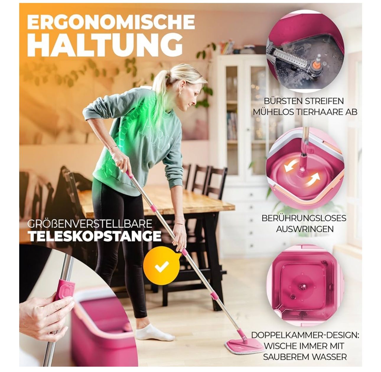 Sonstige Reinigungsgeräte: Wischmopp Set mit Eimer – 2-Kammer-System zur Trennung – Neu und originalverpackt aus Amriswil von JaJa-Express 3