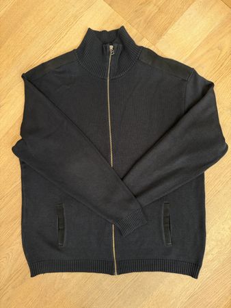 Herren Strickjacke schwarz mit Reissverschluss