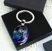 SCHLÜSSELANHÄNGER *EULE* ZINKLEGIERUNG,GLAS NEU