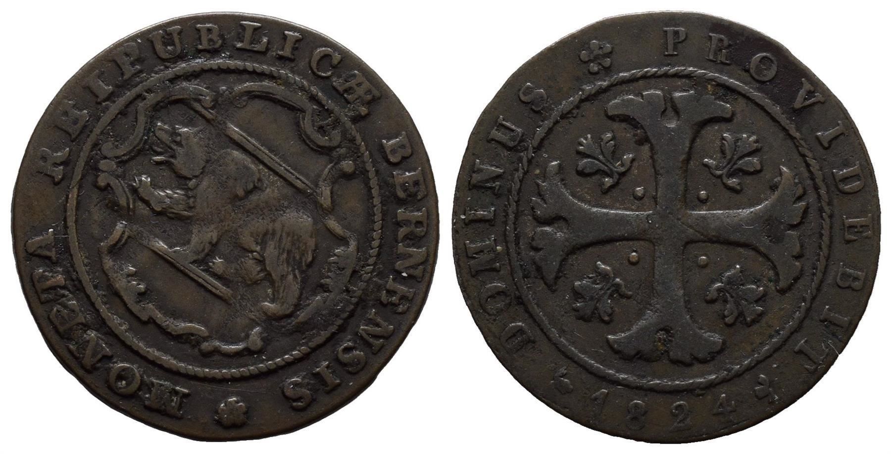 Alle Münzen: Bern Halbbatzen 1824 /219 – Gebraucht aus Trimbach von Solothurn1
