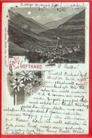 GRUSS VOM GOTTHARD, MONDSCHEIN-LITHO 1900