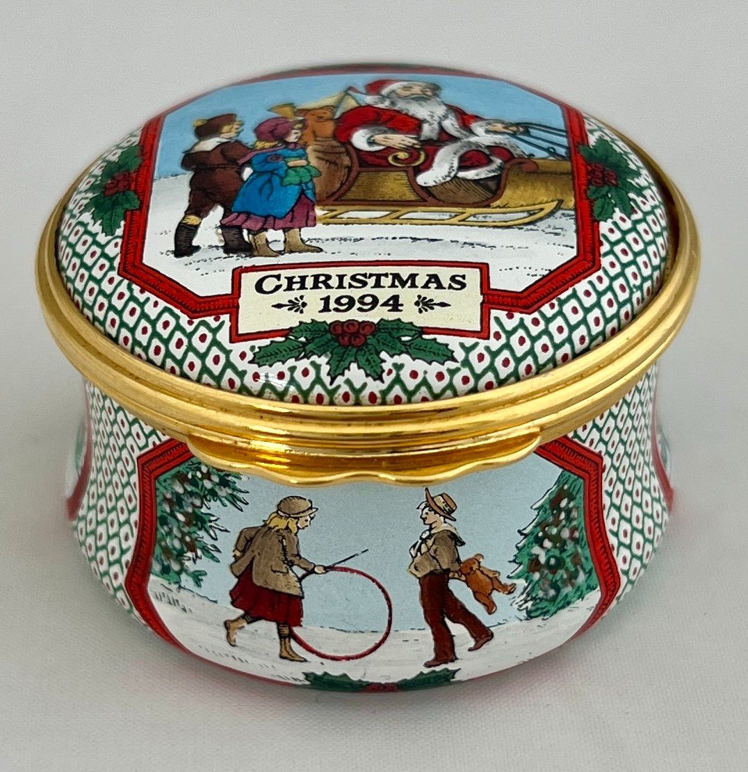 Contenitori & Simili: Halcyon Days Enamels, handbemaltes Weihnachtsdöschen, 1994 – Usato da Zürich venduto da Drahtzug 1