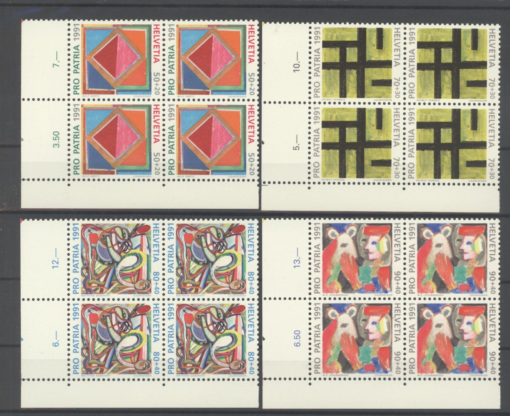 Tutti i francobolli: 1991, Pro Patria, Viererblöcke ** – Usato da Willisau venduto da Vollstempel