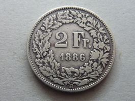 2 Fr.  1886  -  ungereinigt  -