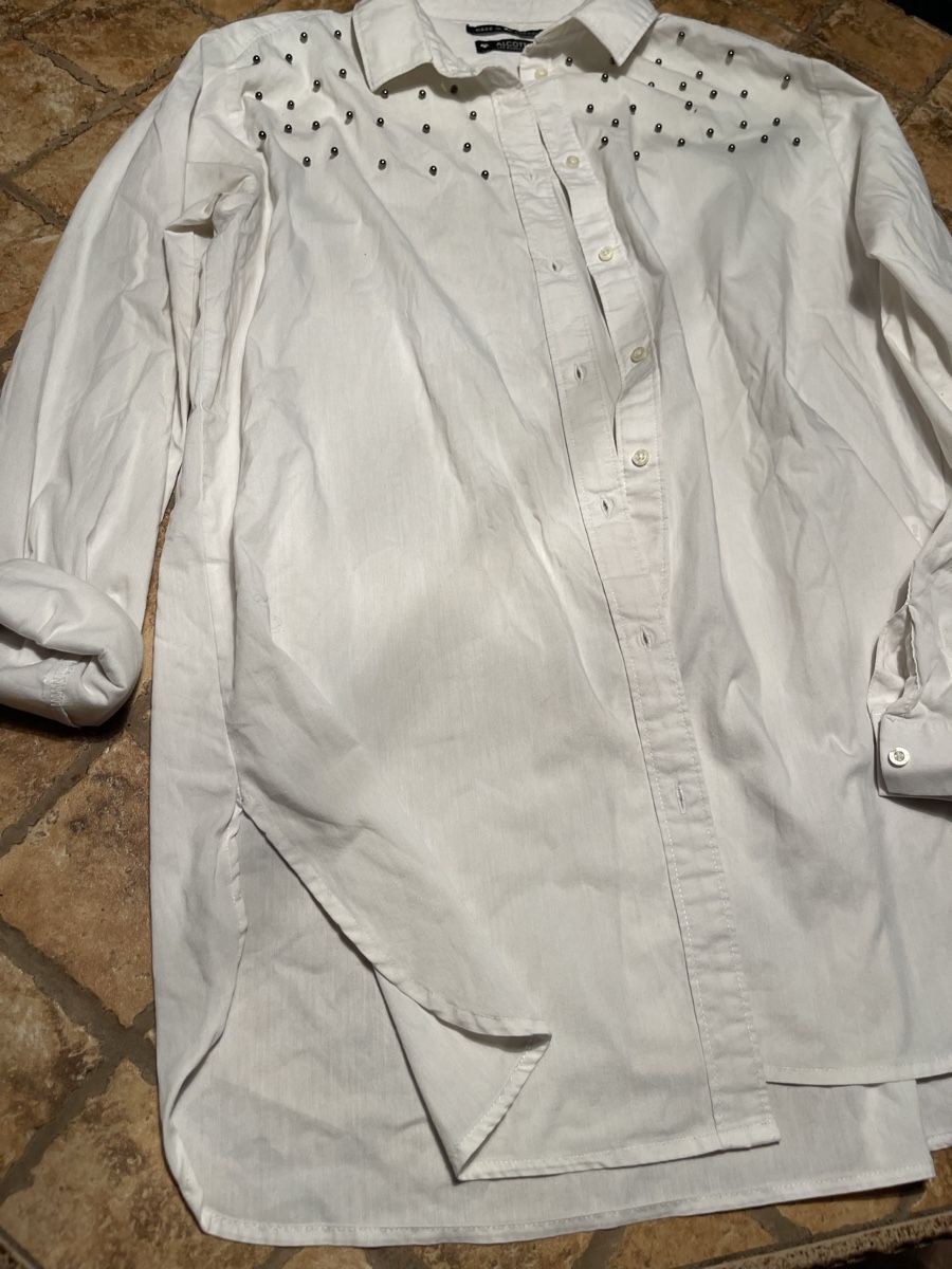 Camicette: Camicia lunga bianca Alcott con borchie di cotone-tg38/40 – Nuovo (secondo la descrizione) da Gordevio venduto da LanaZimm 1