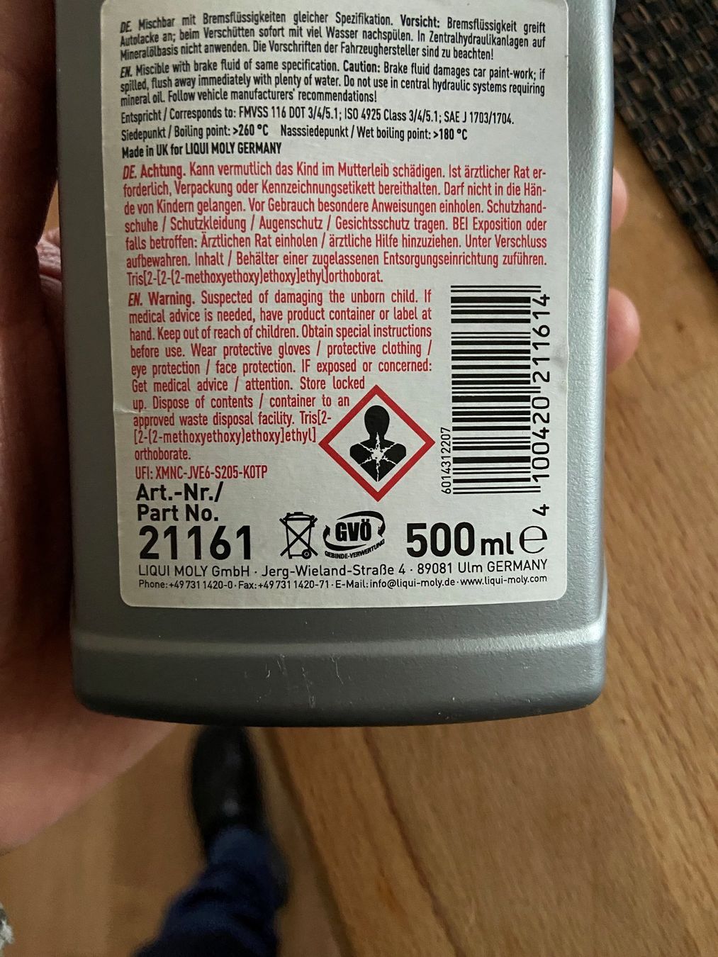 Liqui Moly Prodotti per la cura: 1 Flasche Bremsflüssigkeit DOT 5.1 a 500 ml. – Nuovo e nell'imballaggio originale da Hinterkappelen venduto da dan_55sl 1