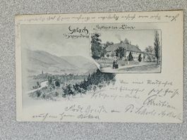 Litho PK  Gutach - Gasthaus zum Löwen Gelaufen Bahnpost 1900
