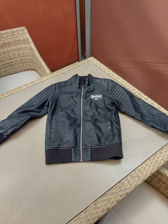 GGleaf Jungen Kunstlederjacke - Winddichter Wintermantel Mit Kapuze