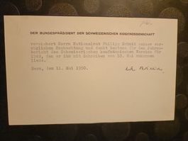 Max Petitpierre - Alt Bundesrat - handsigniert 1950