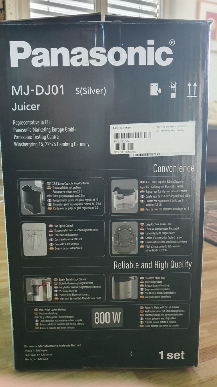 Elettrodomestici da cucina: Entsafter MJ-DJ01 von Panasonic – Usato da Willisau venduto da kathol2006 2