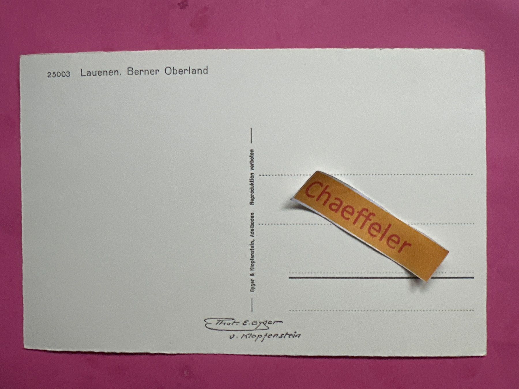 Cartoline postali: 25003 Lauenen. Berner Oberland – Usato da Zürich venduto da Chaeffeler 1