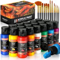 Acrylfarben Set 18 x60 ml, Acrylic Paint mit 12 Pinseln