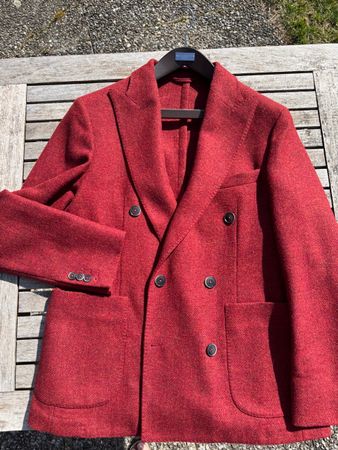 Hackett Jacket / Sakko, Doppelreiher, Tweed Korallrot