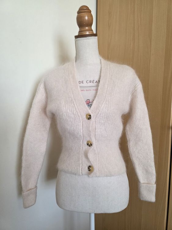 Châle mohair Maestro blanc-rouge