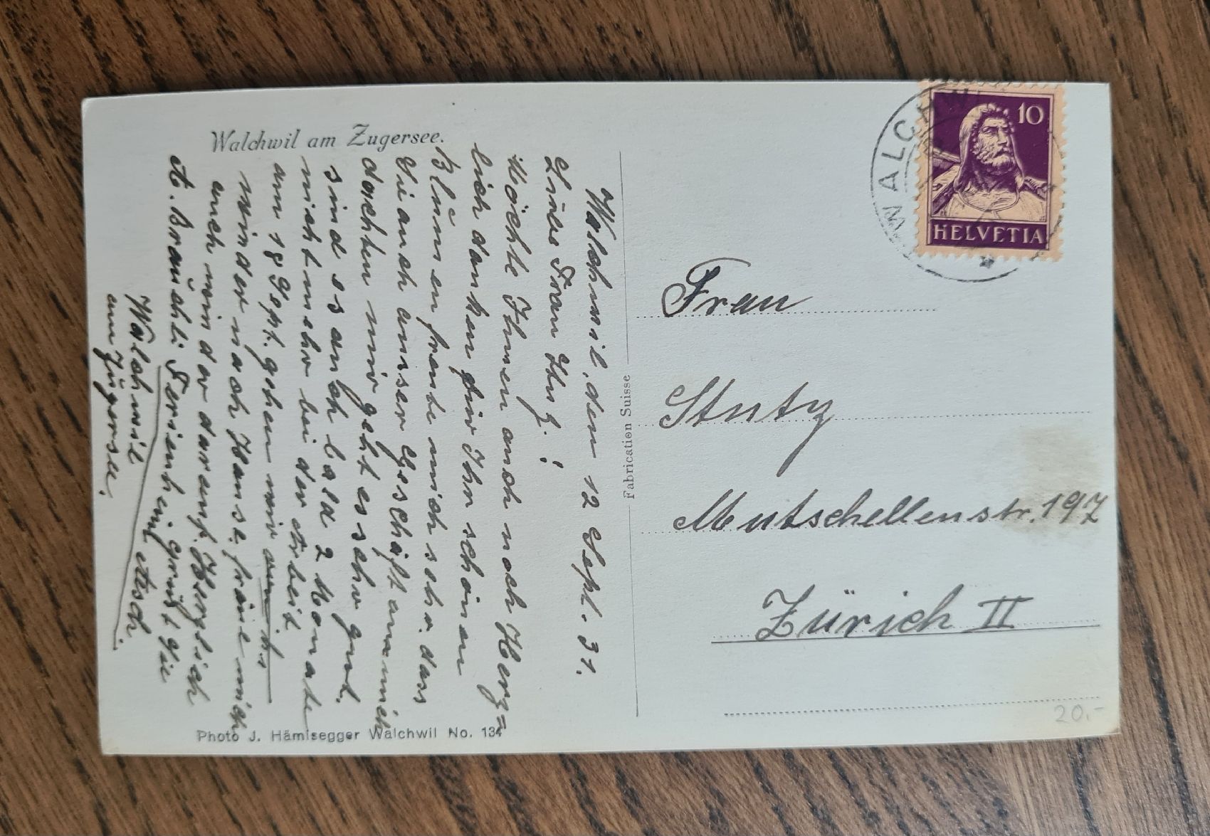 Cartoline postali: Walchwil am Zugersee 1931 – Usato da Ebikon venduto da Donar50 1
