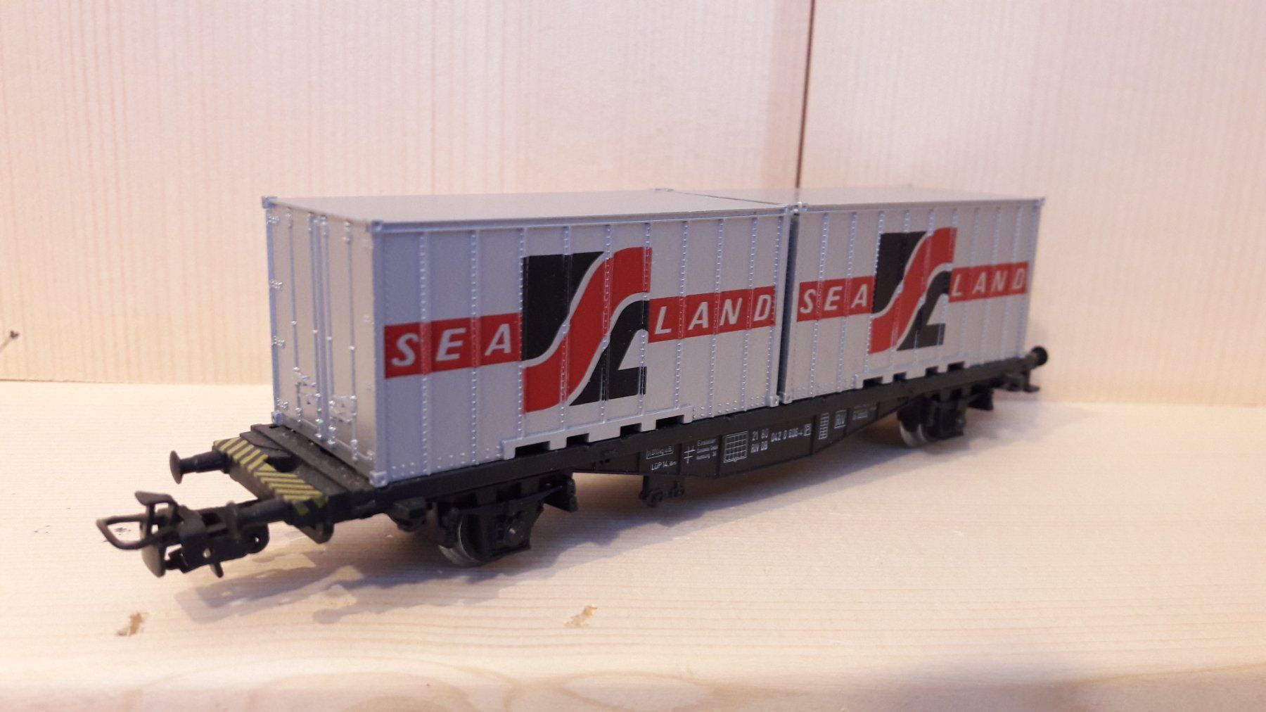 Märklin Modellini di ferrovie: Märklin HO AC : DB wagon porte-container "Sea Land" – Usato da Buttes venduto da Cafe2005