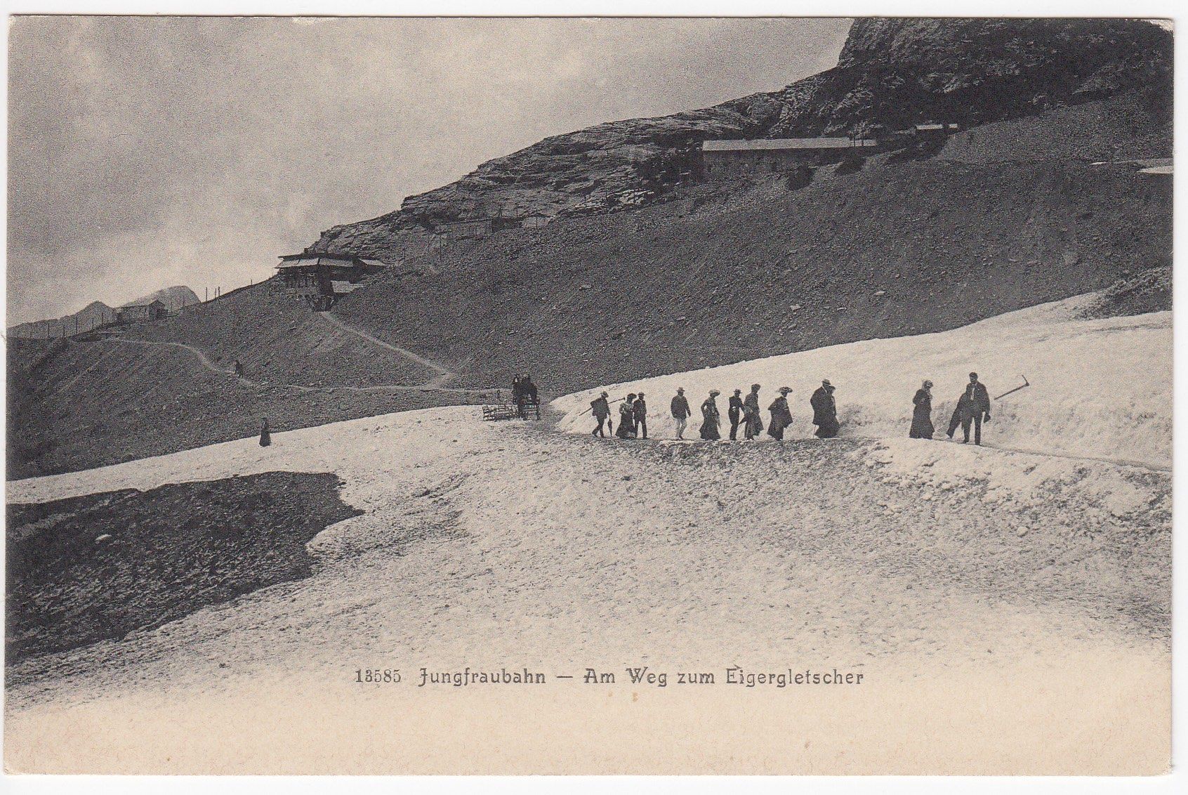 Cartoline postali: Jungfraubahn - Am Weg zum Eigergletscher - belebt – Usato da Kirchberg BE venduto da Mgh