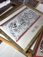 Kunstdruck Rolf Knie Tiger Motiv gerahmt guter Zustand