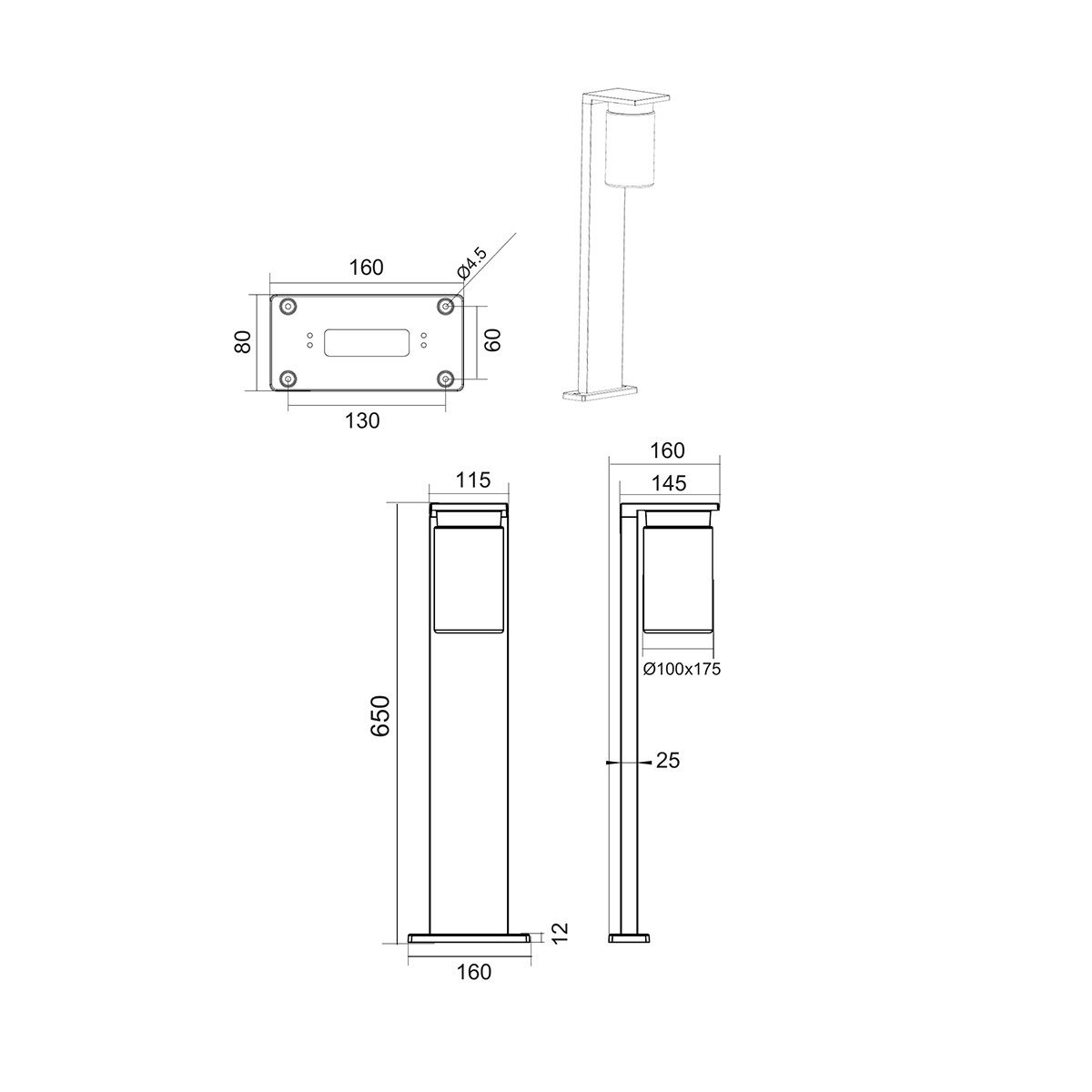 Lampade: Aussen Stehleuchte, IP44, 65 cm Höhe – Nuovo (secondo la descrizione) da Kreuzlingen venduto da Smart-Light 3