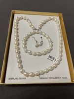 Pearl Necklace, Bracelet & Earring Set - Sterling Silver