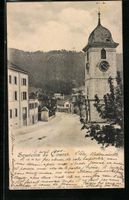 AK Couvet, Ortsansicht mit Kirchturm