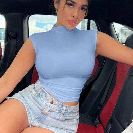 Women's Blue and Purple Crop-top