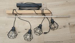 schöne Hängelampe EGLO Townshend 4-flg, schwarz / Eiche