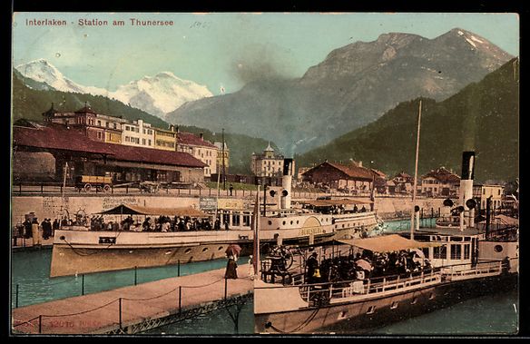 Cartoline postali: AK Interlaken, Station am Thunersee – Usato da Berlin venduto da bartko-reher