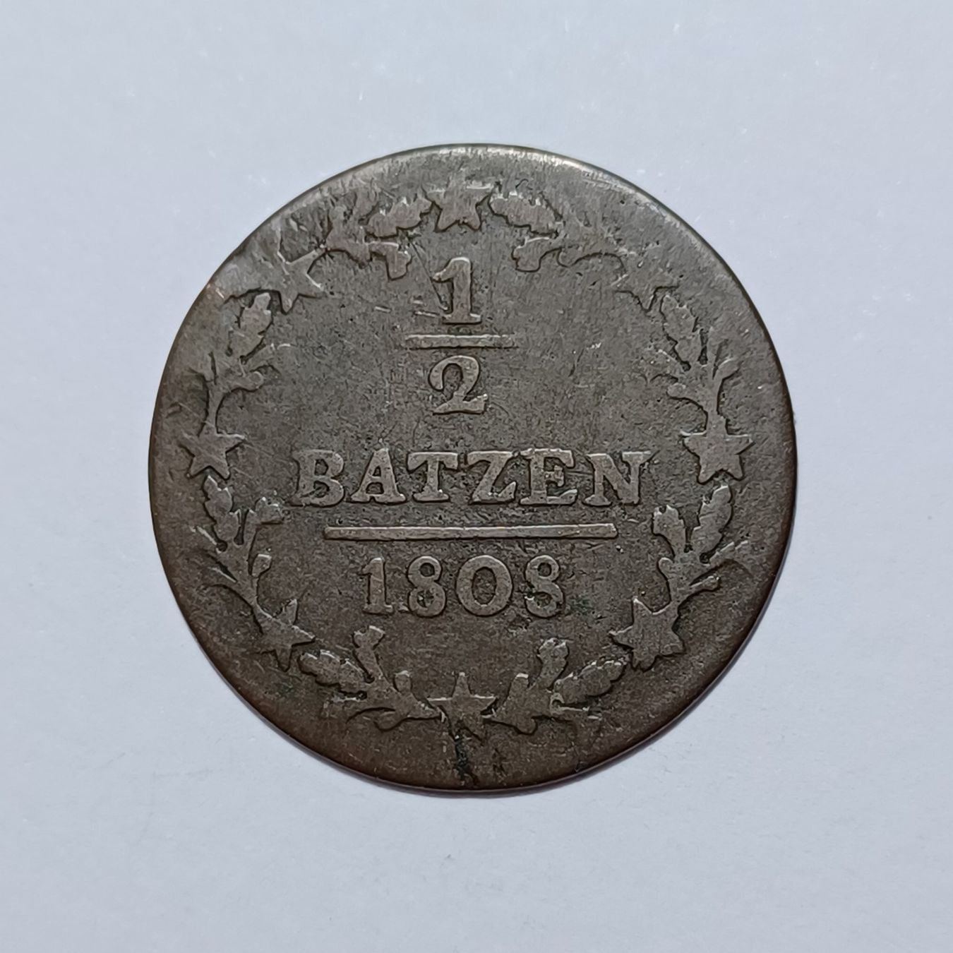 Tutti le monete: 1/2 Batzen 1808 Aargau s-ss – Usato da Pfäffikon ZH venduto da Schweizer_Muenzen