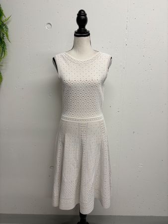 Maria Bellentani Ajour Strickkleid weiss 36 ärmellos