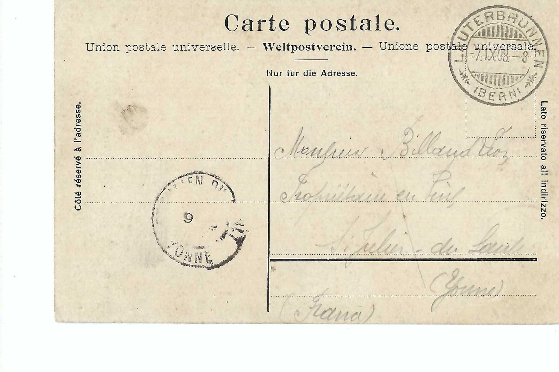 Cartoline postali: Trümmelbach 1908, hinter Lauterbrunnen, frankiert – Usato da Thun venduto da 44wart 1