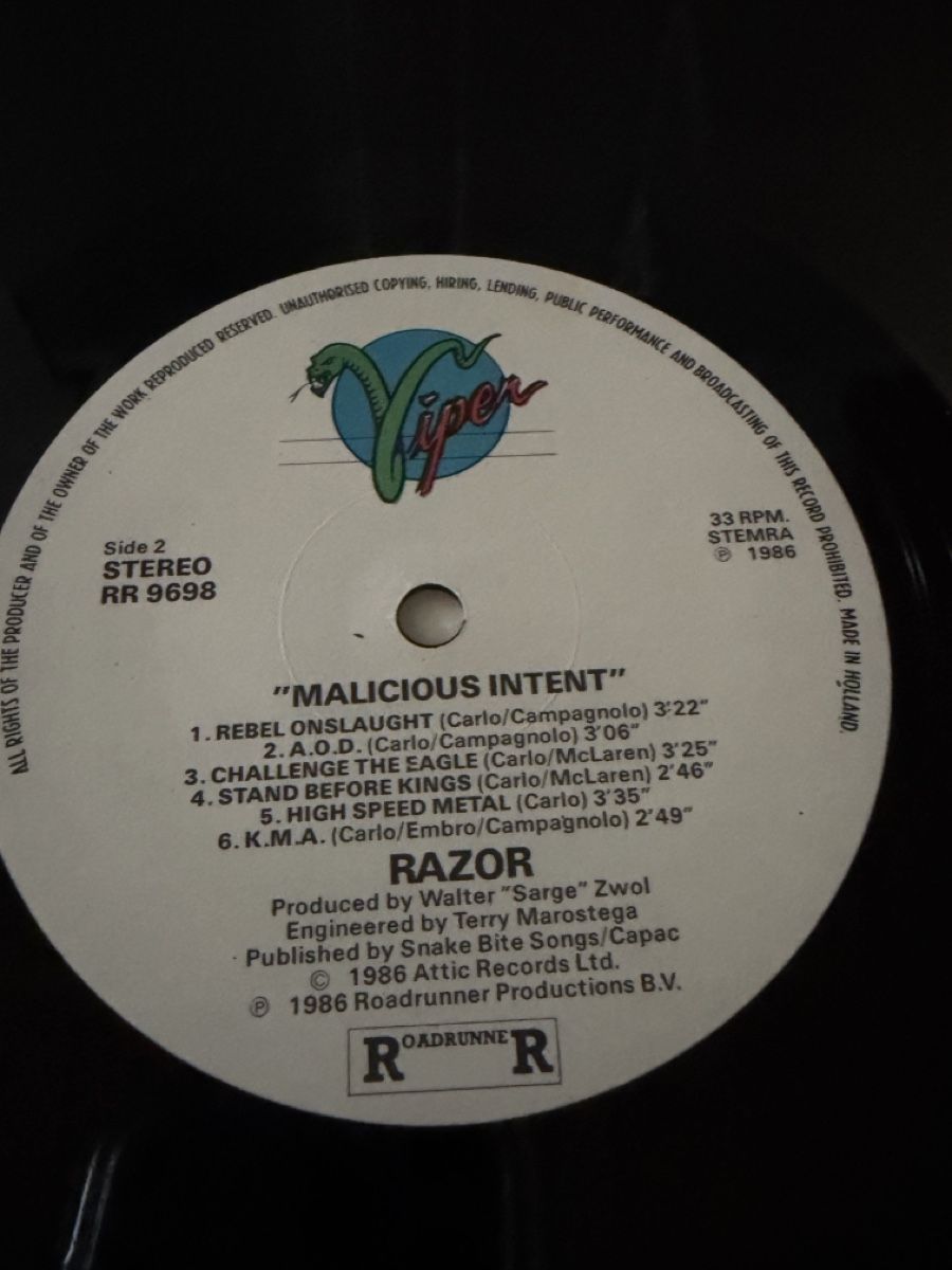 Dischi in vinile: Razor – Executioner’s Song + Malicious Intent OG Bundle – Usato da Muttenz venduto da Petar777 7
