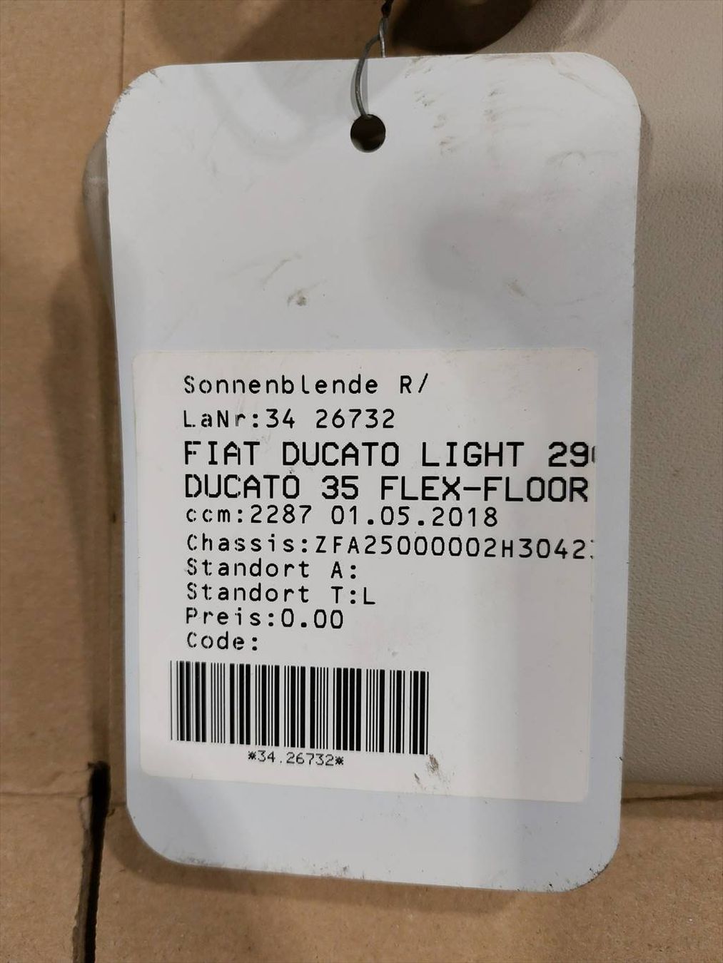 Tutti i ricambio: Sonnenblende zu Fiat Ducato Light – Usato da Reichenburg venduto da T864RX 1
