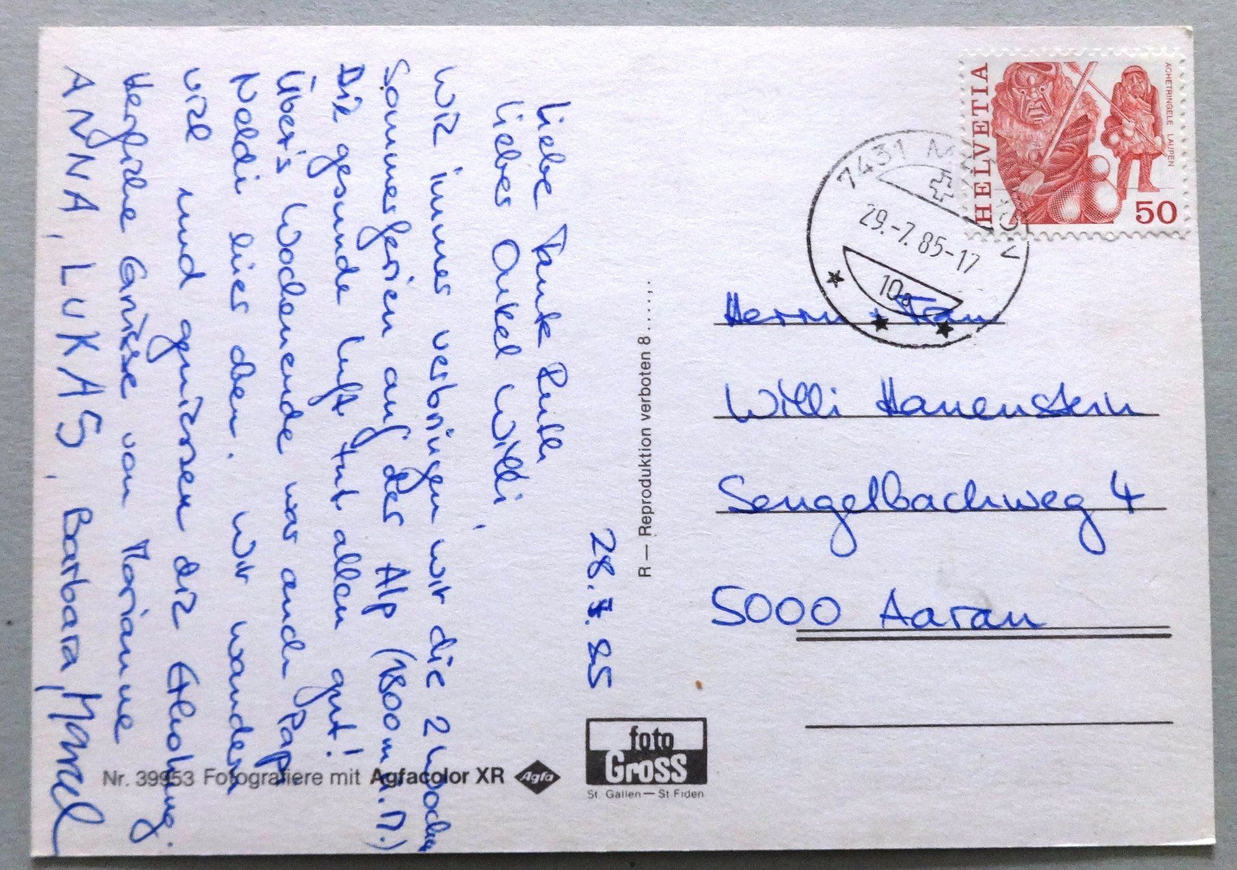 Cartes postales: Am Schamserberg (GR) – D'occasion à Fétigny par Billy2miny 1
