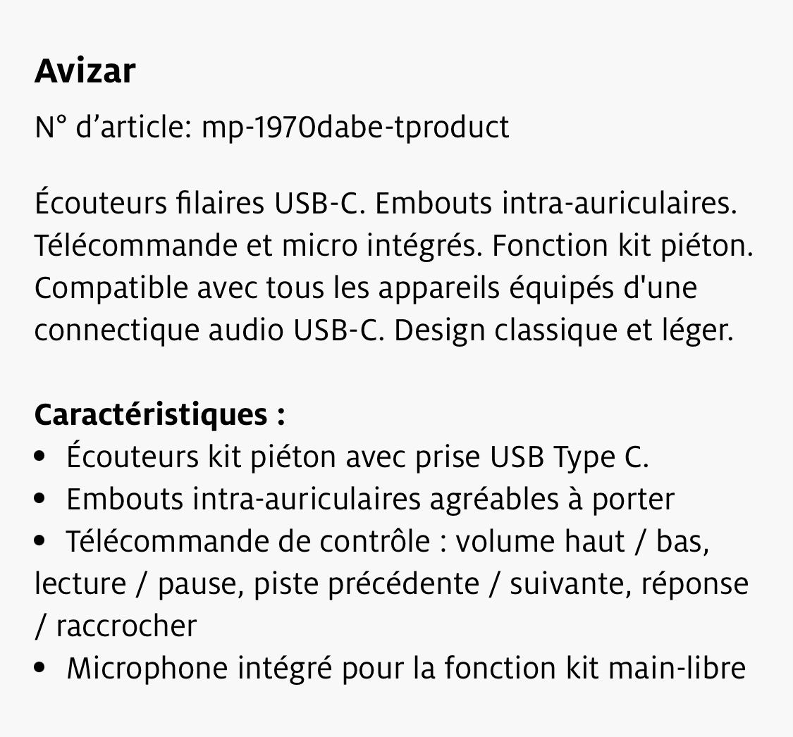 Cuffie: Avizar Écouteurs Audio Stéréo USB Type C – Nuovo (secondo la descrizione) da Delémont venduto da Emi-98 3