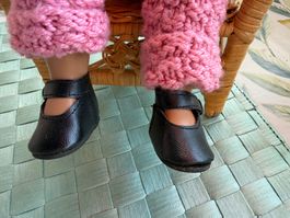 Puppenschuhe Sasha Baby schwarz, mit Druckknopf, 5.2 cm