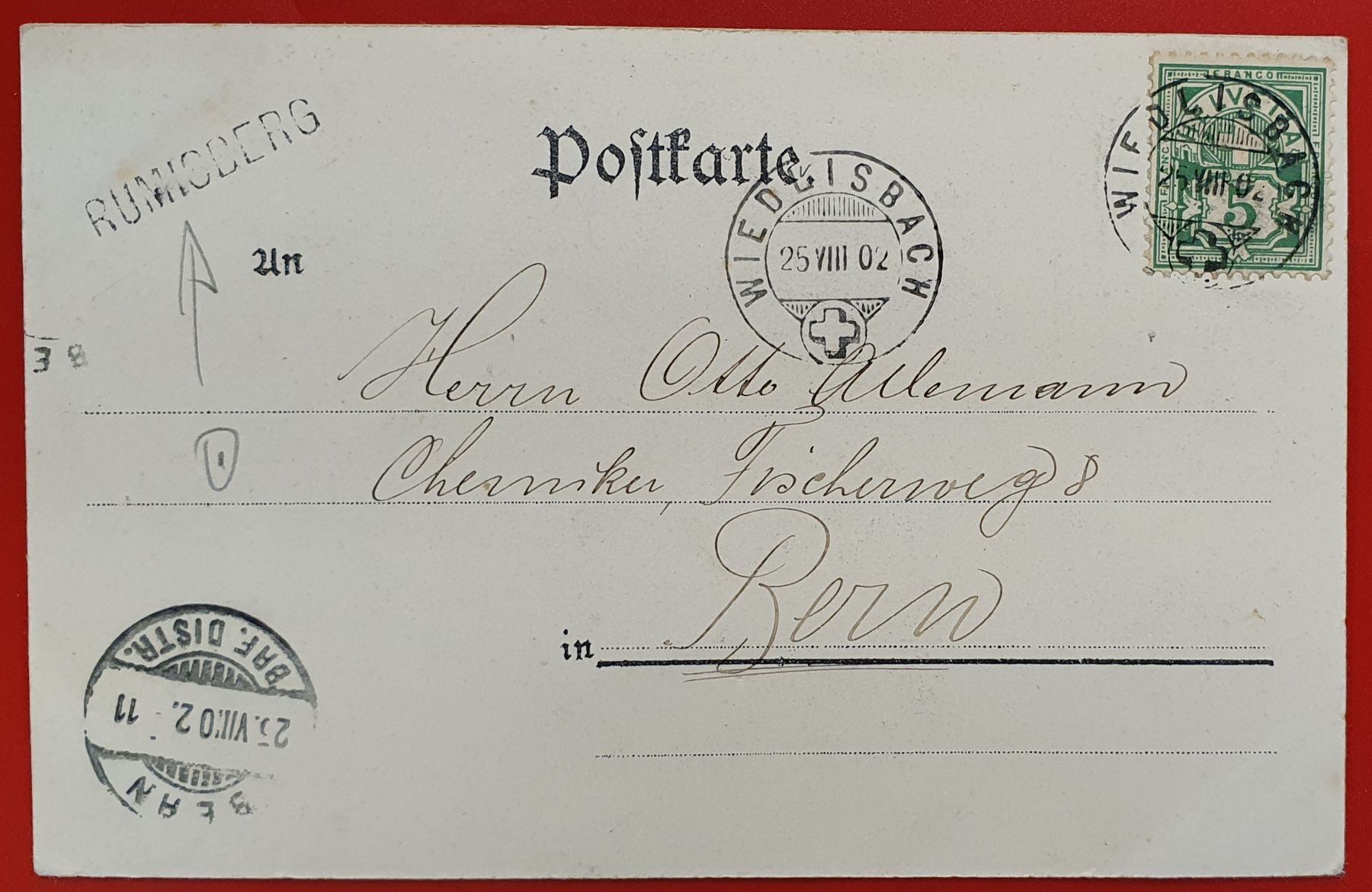 Cartoline postali: Wiedlisbach 1902 - Stabstempel RUMISBERG – Usato da Kreuzlingen venduto da Rschweiz1 1