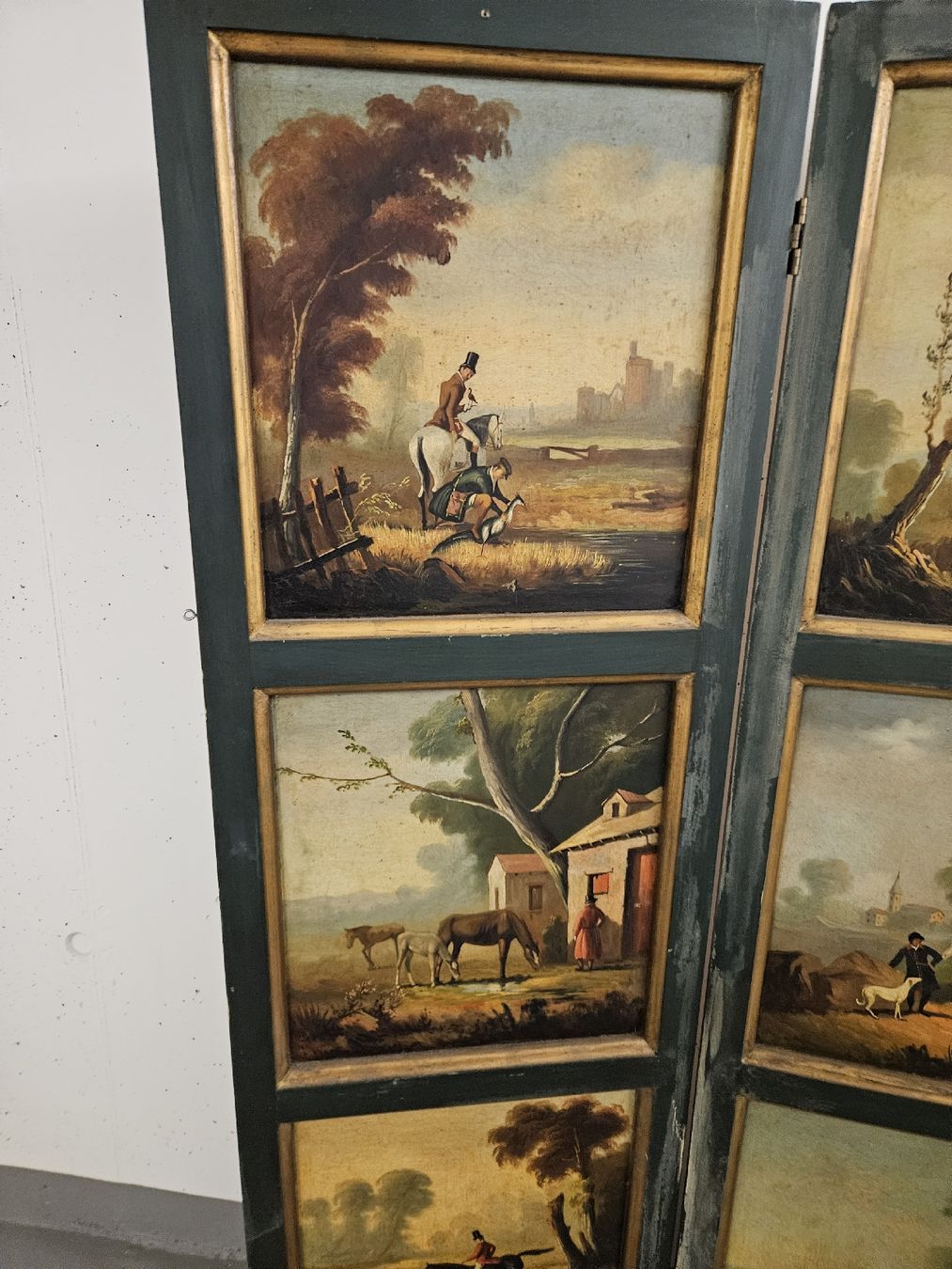 Paraventi: Antique Decorative Folding Screen Room Divider - Horses – Usato da Rickenbach b. Wil venduto da nic_8ljr 1