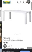 Ikea Toresund, weiss, hochglanz / 180cm x 85cm