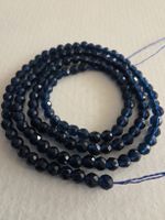Spinell facettiert dunkel blau 3mm. Strang. Labor Gezüchtet