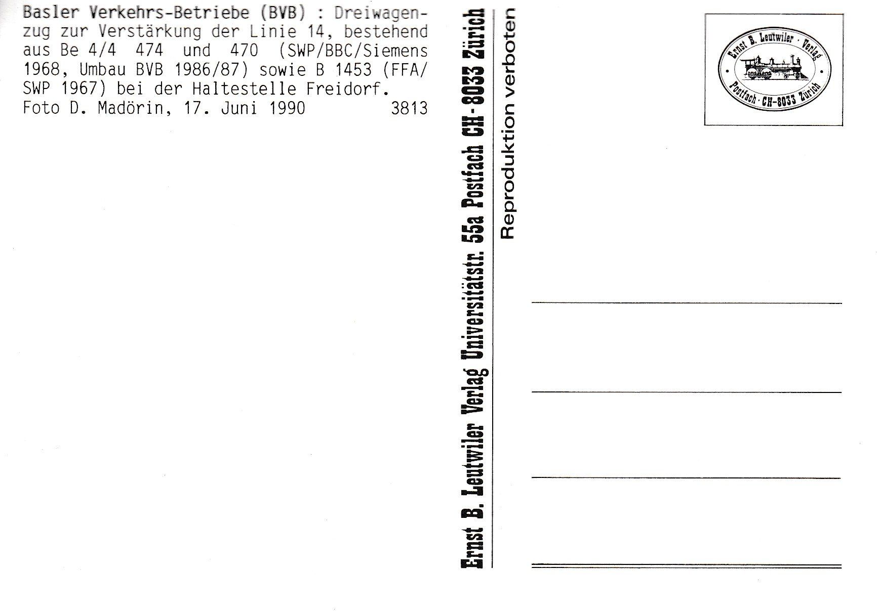 Cartoline postali: Strassenbahn Basel BVB Dreiwagenzug – Nuovo e nell'imballaggio originale da Ettingen venduto da Pantograph163 1