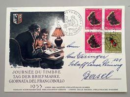 1953 Tag der Briefmarke Karte 4er B. J150+151 aus Kehrd.Bog.